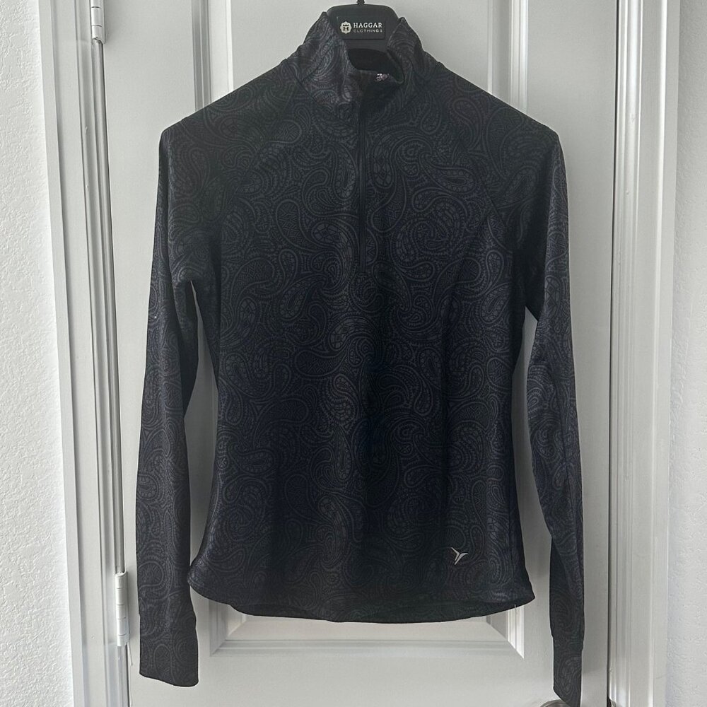 Old Navy Womens Black Paisley Print Long Sleeve Pullover Medium Polyester Blend